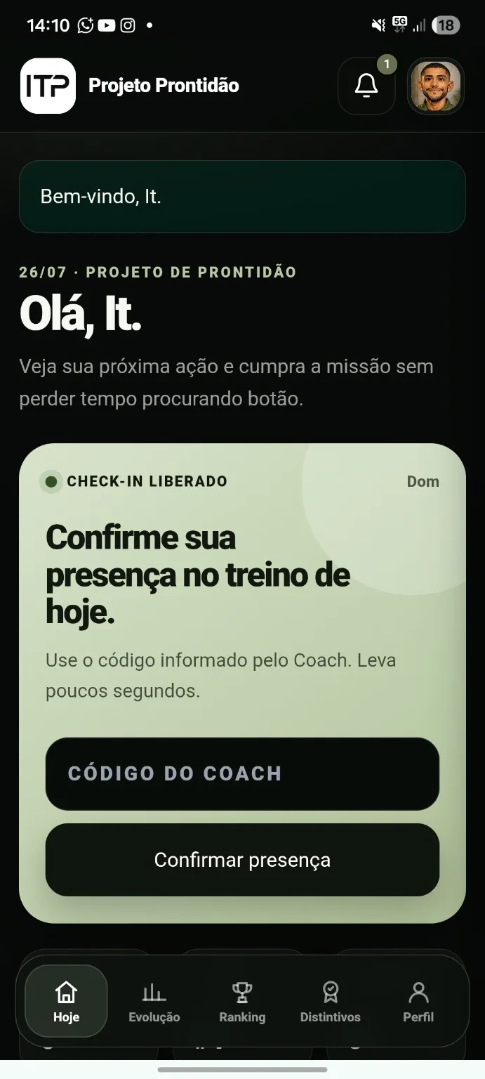 Tela Hoje do Projeto Prontidão